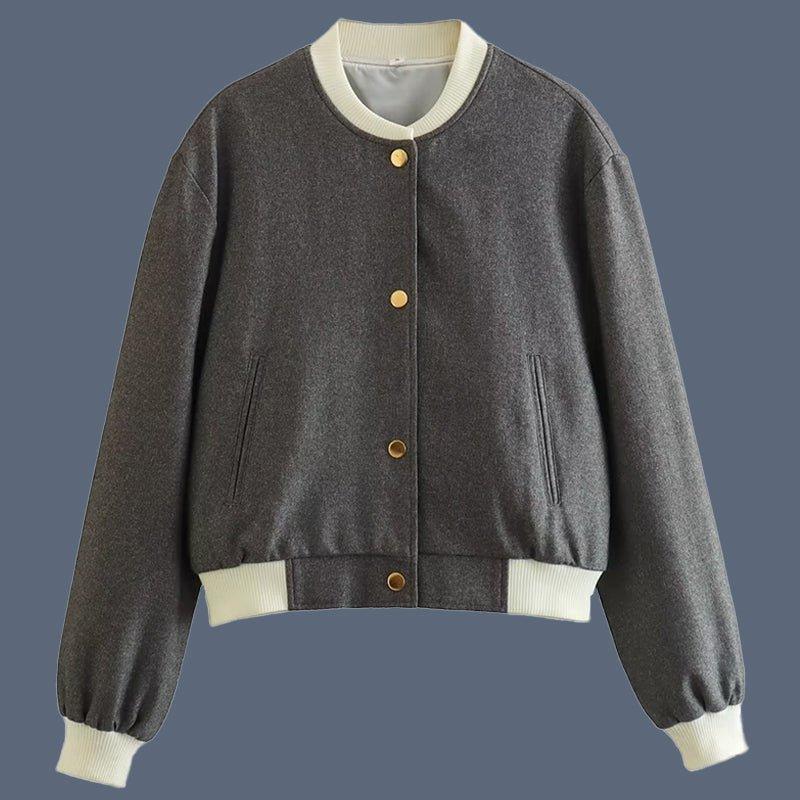 Womens Chic Wool Varsity Jacket Your Essential Casual Wear - Rebooters