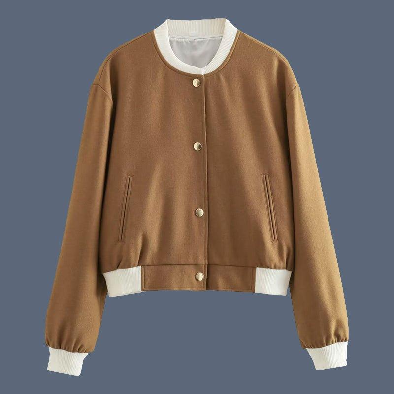 Womens Chic Wool Varsity Jacket Your Essential Casual Wear - Rebooters